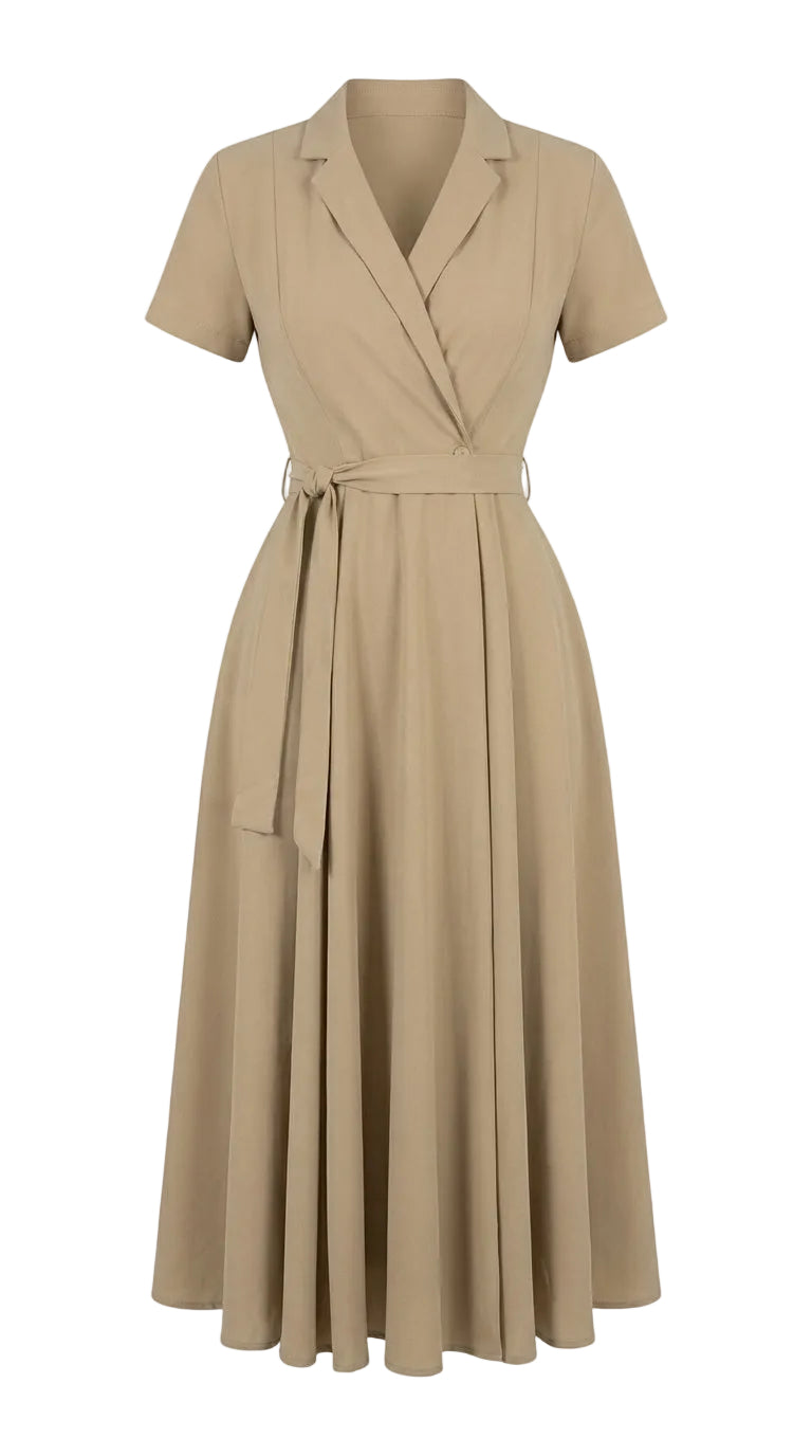 VESTIDO CAFE LARGO VOLADO