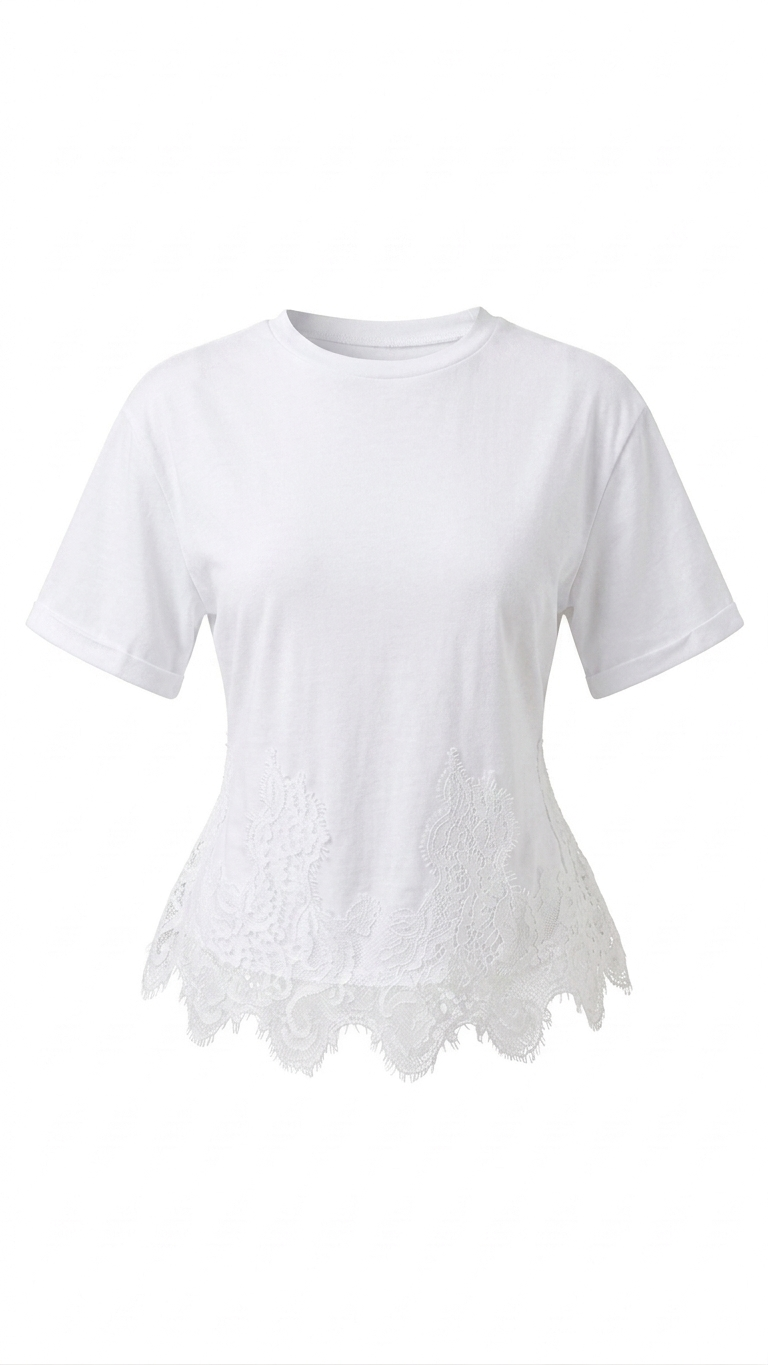 BLUSA BLANCA MANGA CORTA CON ENCAJE
