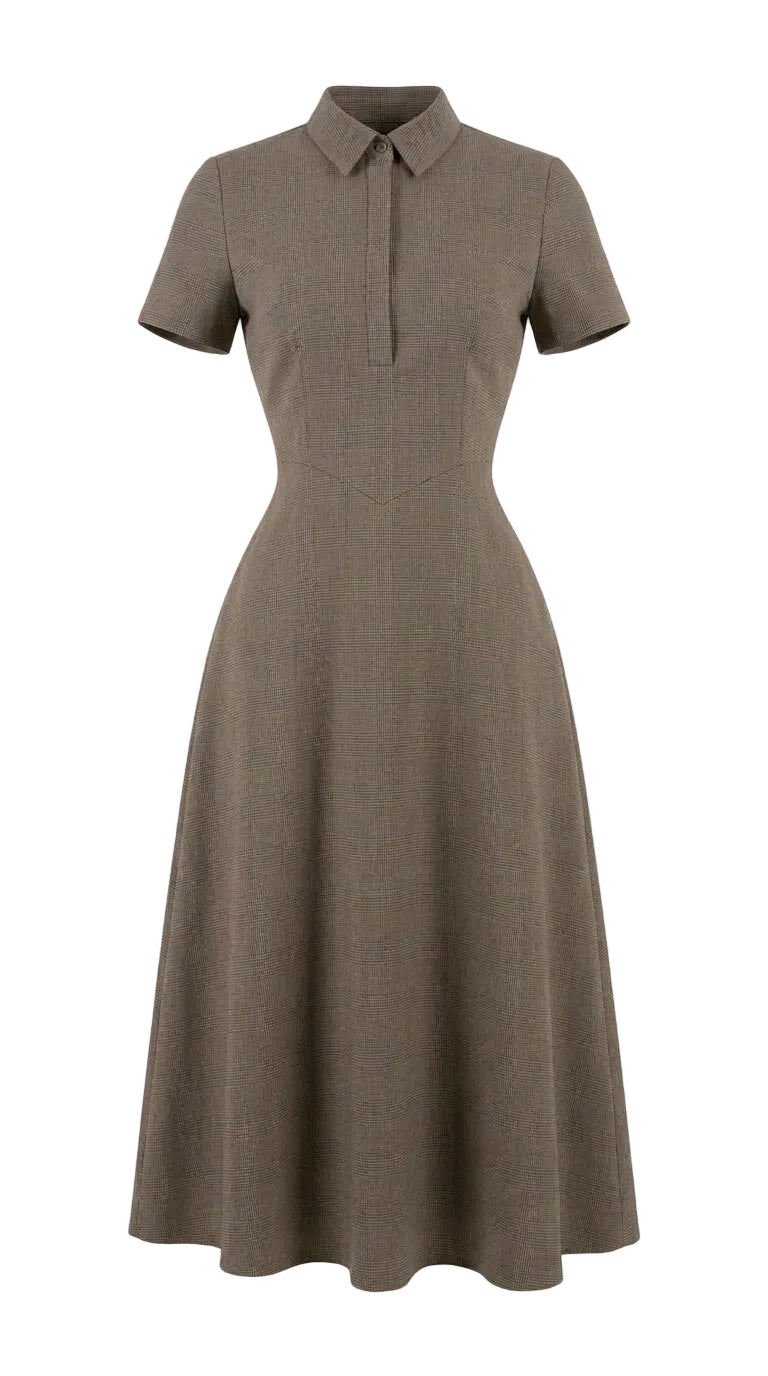 VESTIDO CAFE LARGO CUADRADO