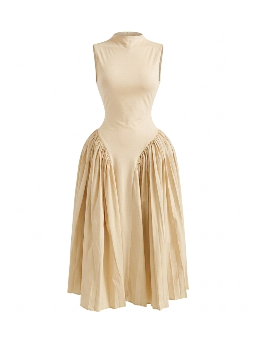 VESTIDO BEIGE LARGO HALTER