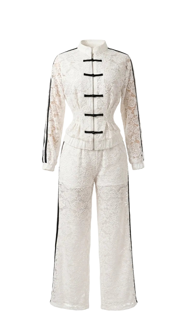 CONJUNTO PANTALON ENCAJE BLANCO
