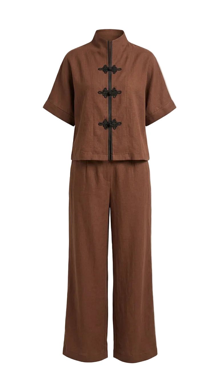 Conjunto cafe moños negros