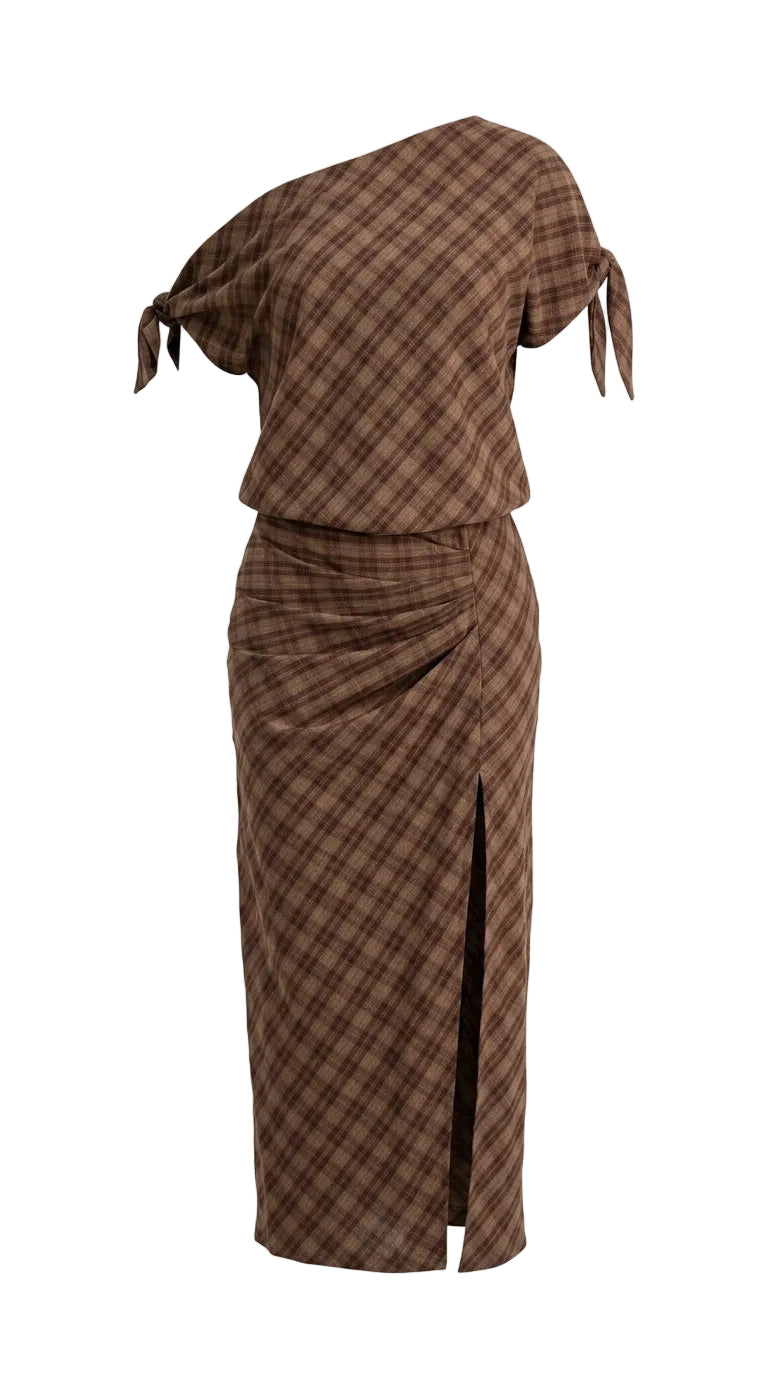 Conjunto cafe falda rayas
