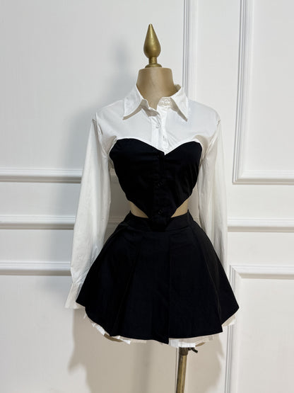 Set Blusa Falda Blanci/Negro