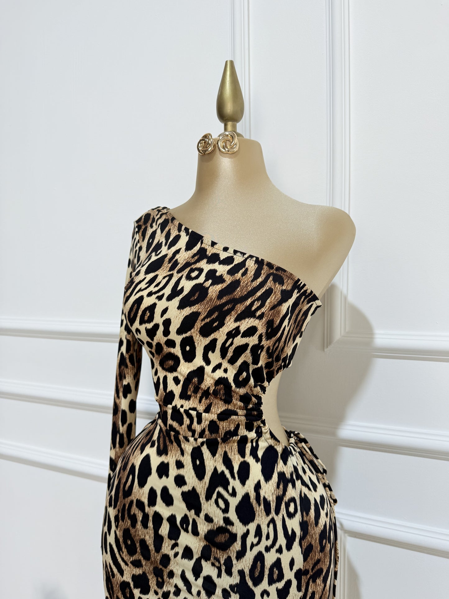 Vestido U/ Manga Leopardo Largo