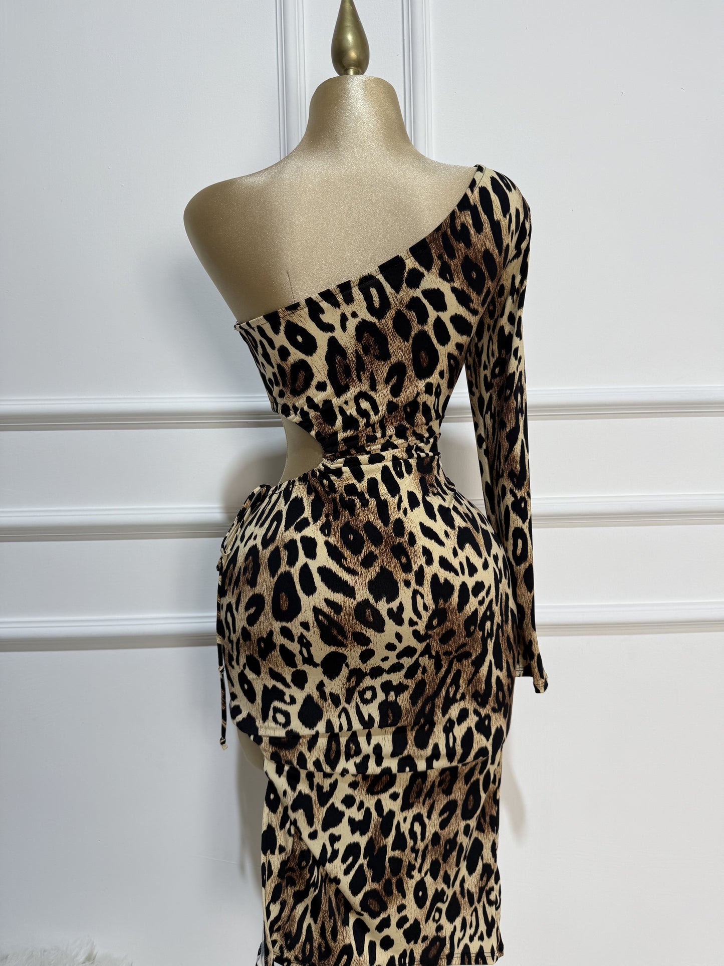 Vestido U/ Manga Leopardo Largo