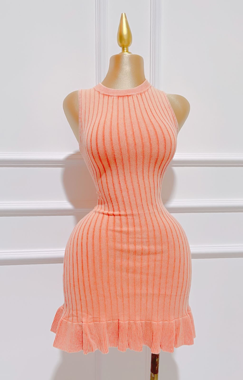 Vestido Cuello Redondo Naranja