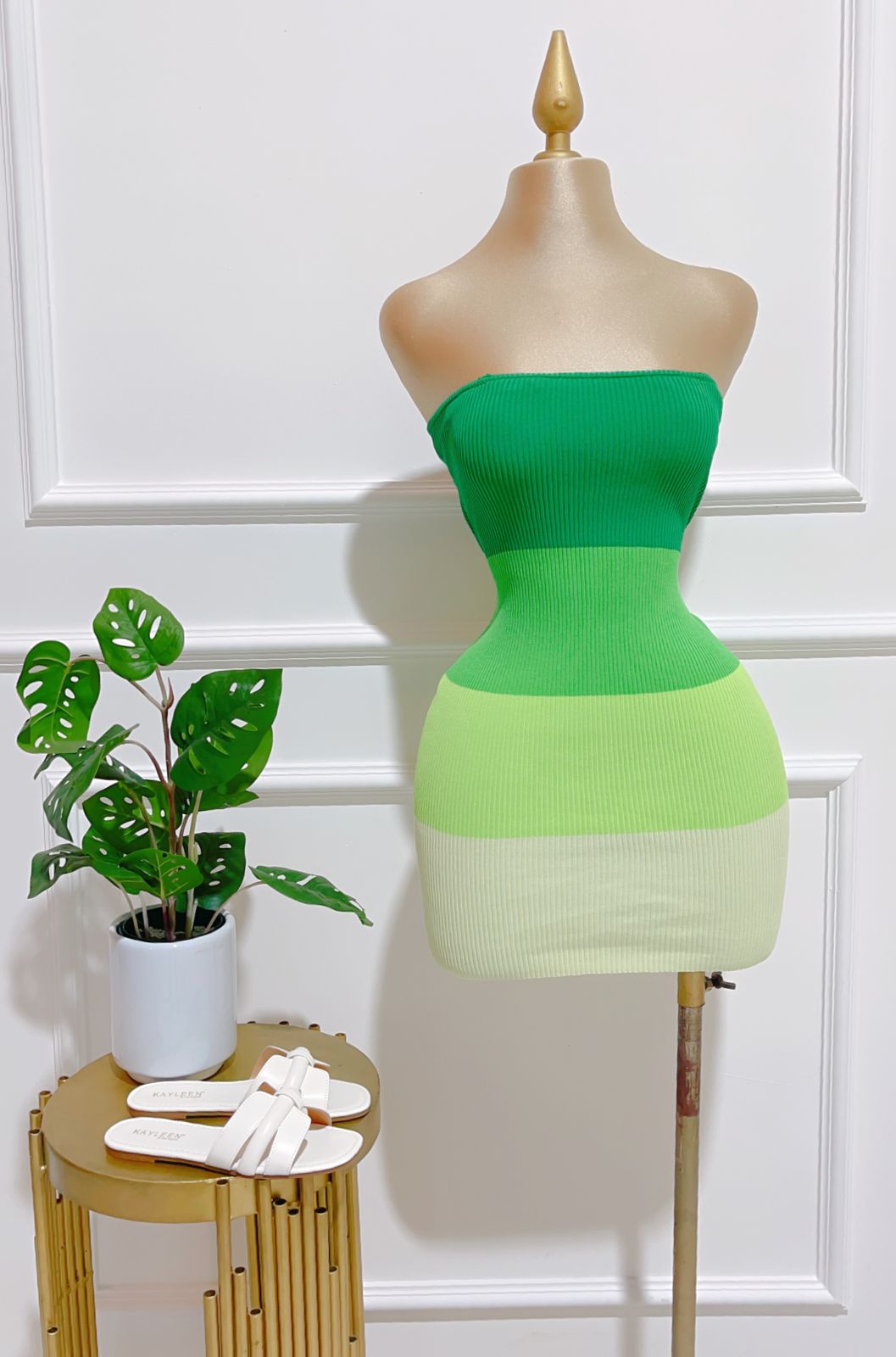 Vestido Mini Punto Verde Multi