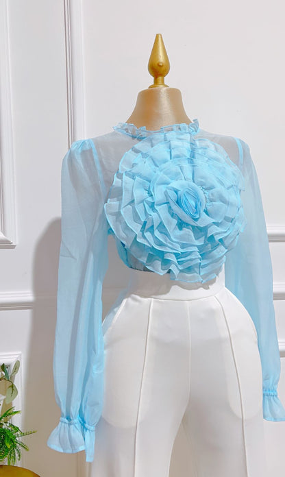 Blusa Azul Flor