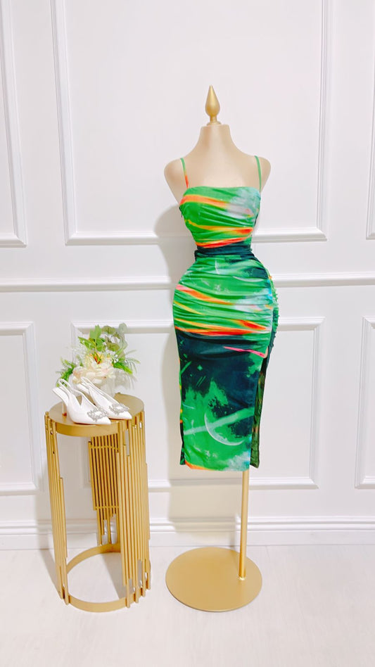Vestido Largo Verde Multicolor