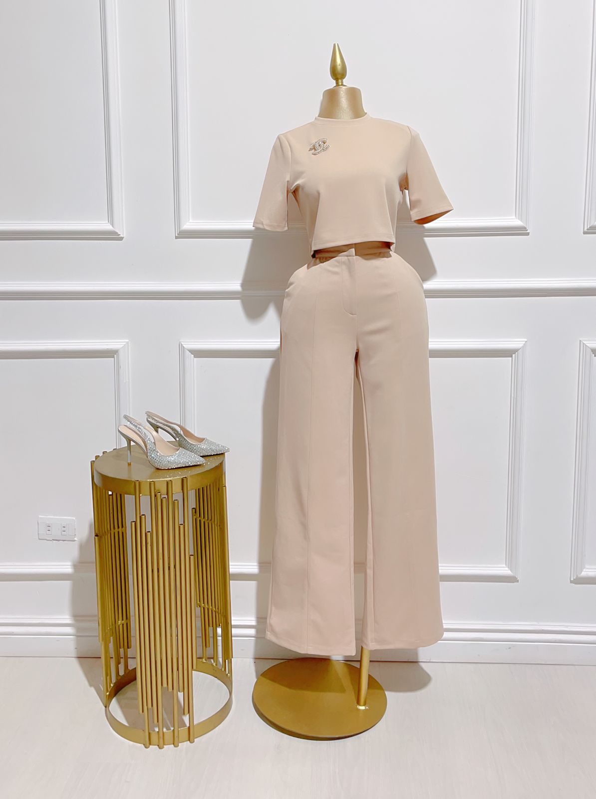 Set Beige Blusa/Pantalón