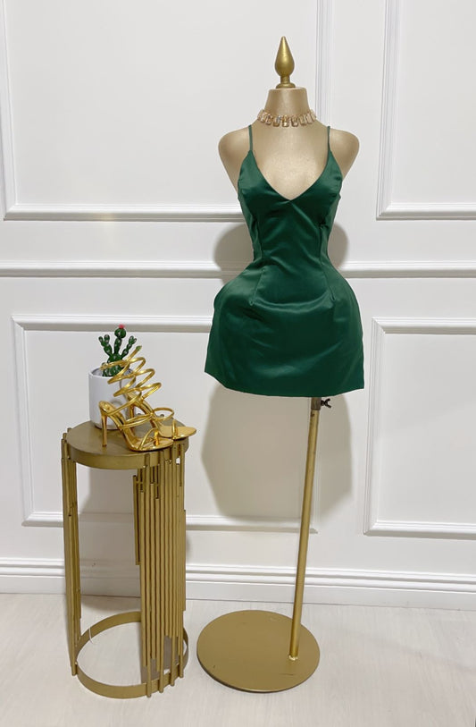 Vestido Verde Corto De Tirantes