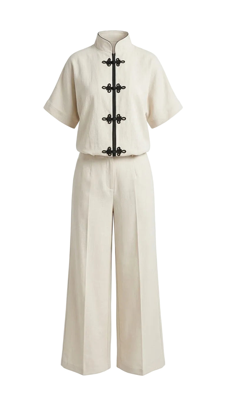 Conjunto blanco moños negros