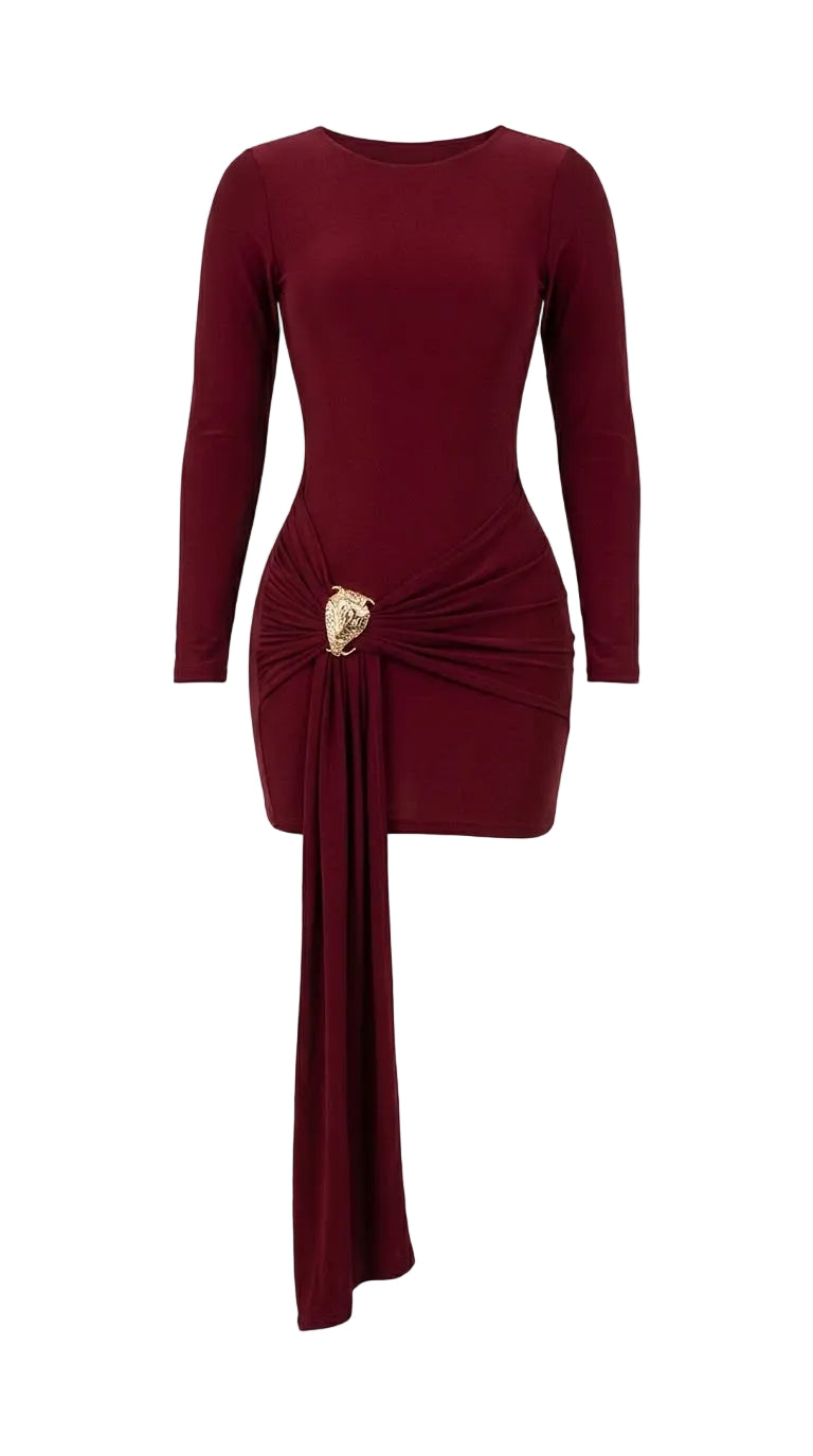 VESTIDO MANGA LARGA CORTO TINTO
