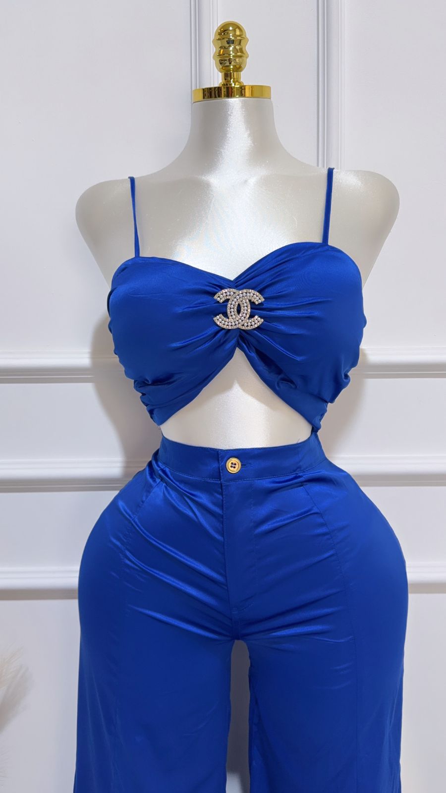 Conjunto Azul Blusa Top Pantalon