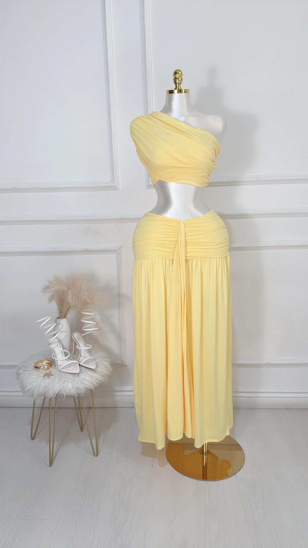 Conjunto Falda Amarillo Drapeado