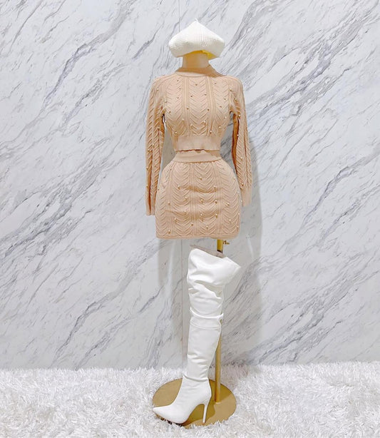 Set Sueter Falda Cafe Perlas
