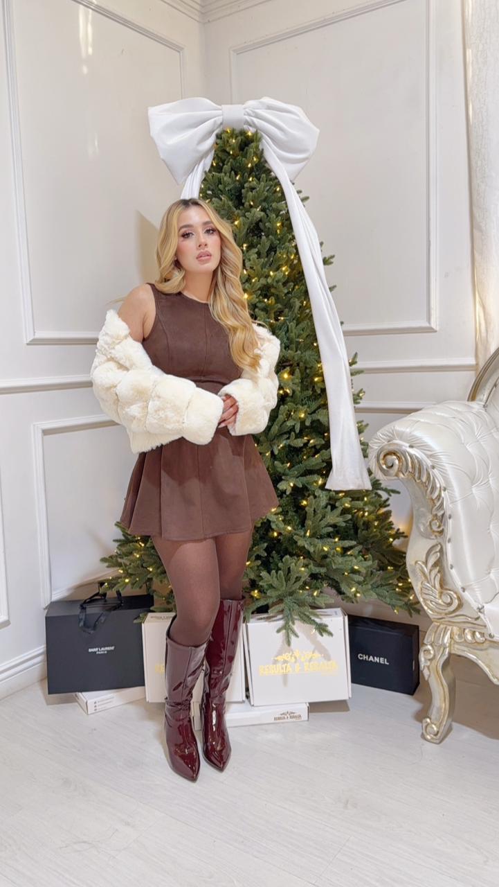 Mini Vestido Corte En A Cafe