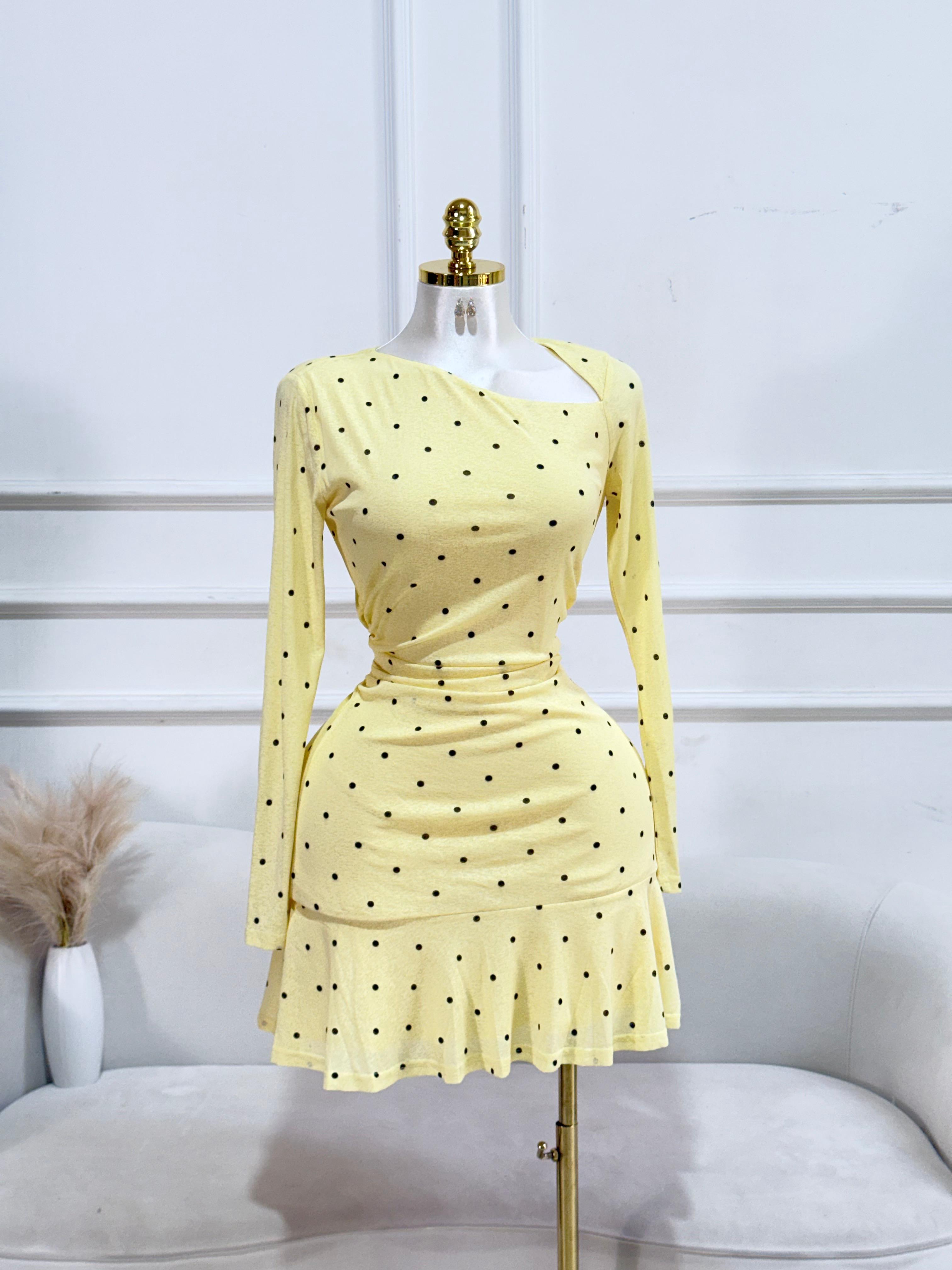 VESTIDO AMARILLO CORTO POLKA