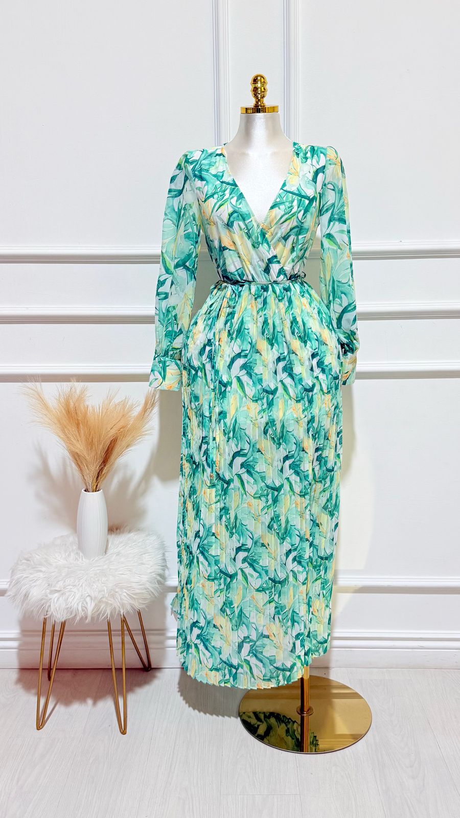 Vestido Largo Verde Multicolor