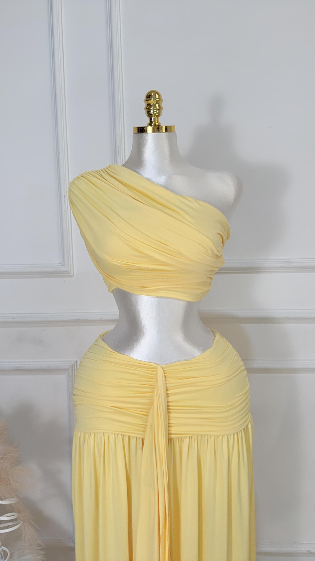 Conjunto Falda Amarillo Drapeado