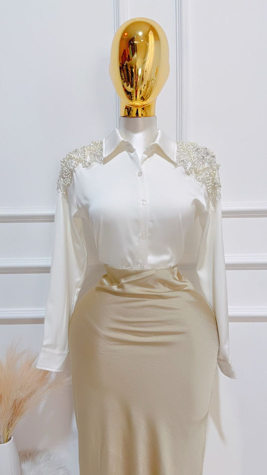Blusa Botones Detalles Hombro