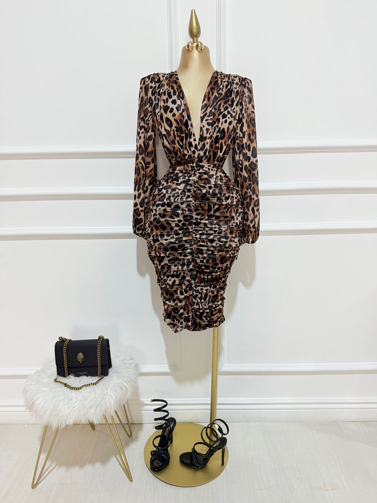 Vestido Leopardo Corrugado/Abierto