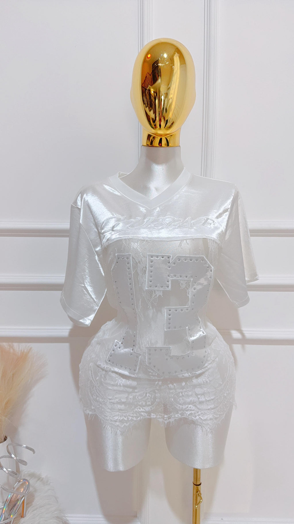 Top Jersey Encaje Blanco