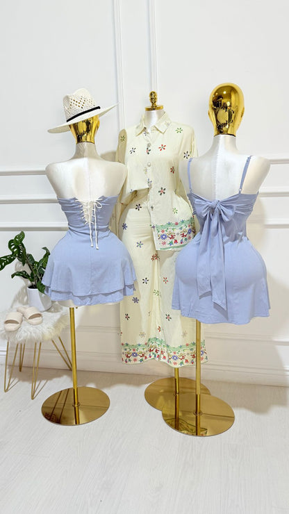Vestido Corto Tubo Azul