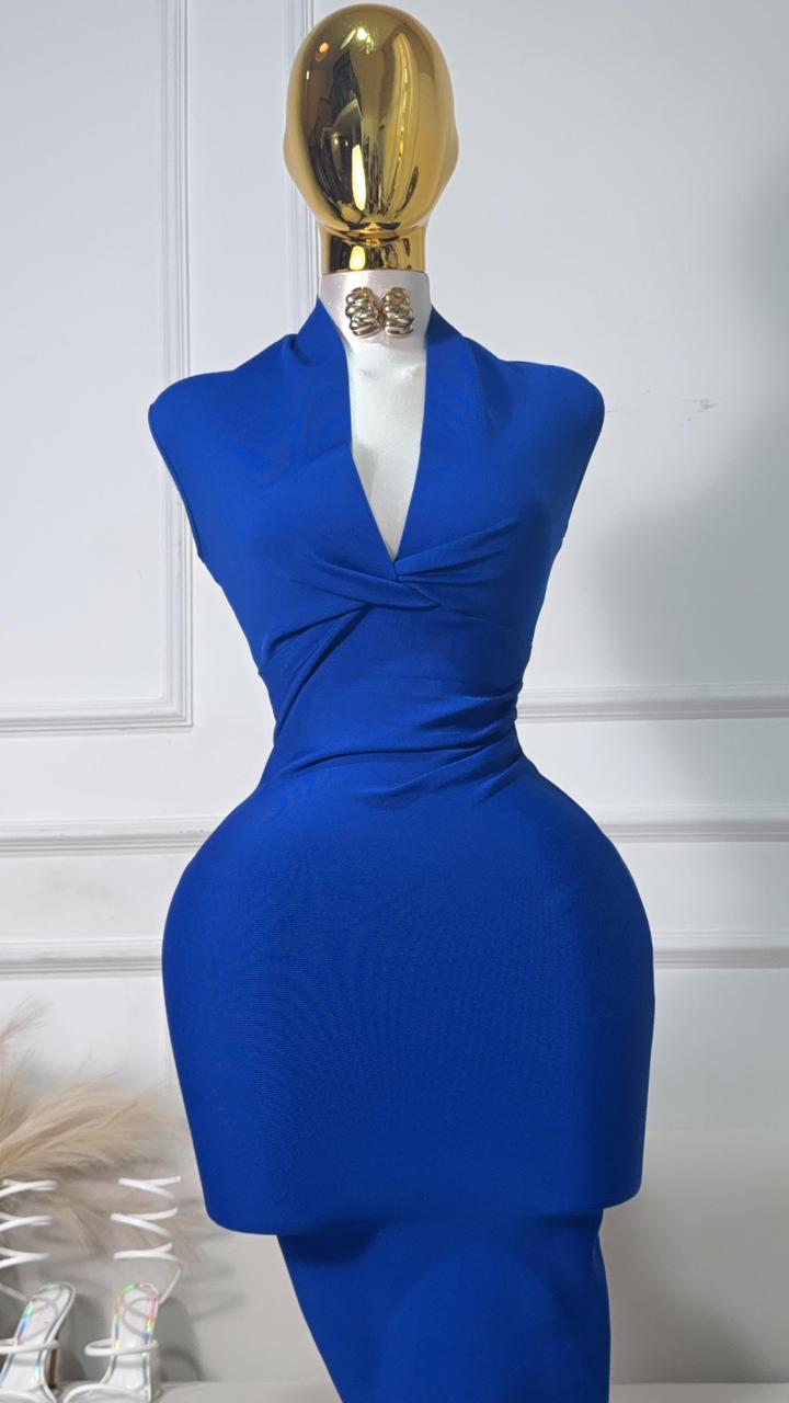VESTIDO AZUL BANDAGE SIN MANGAS