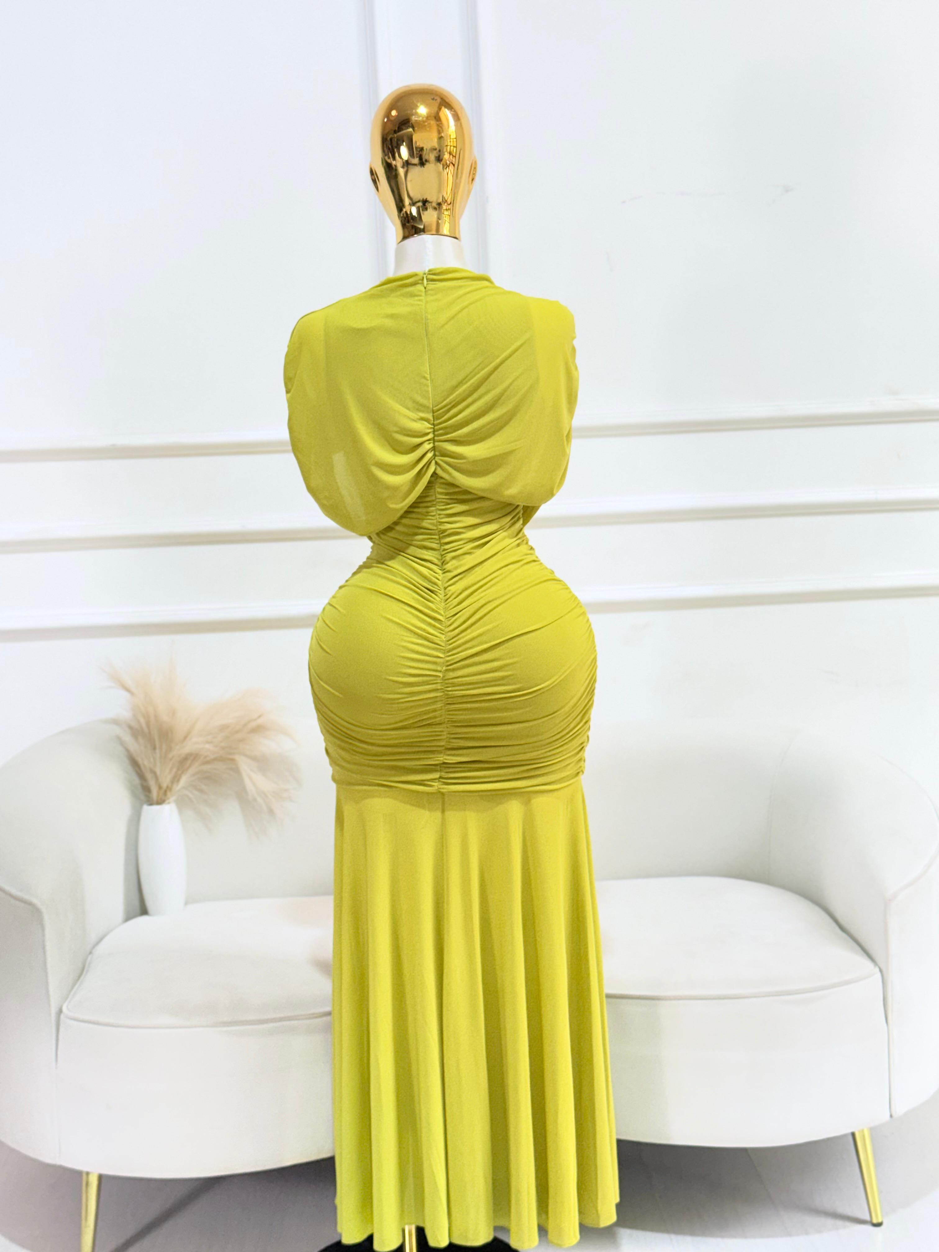 VESTIDO VERDE CORRUGADO