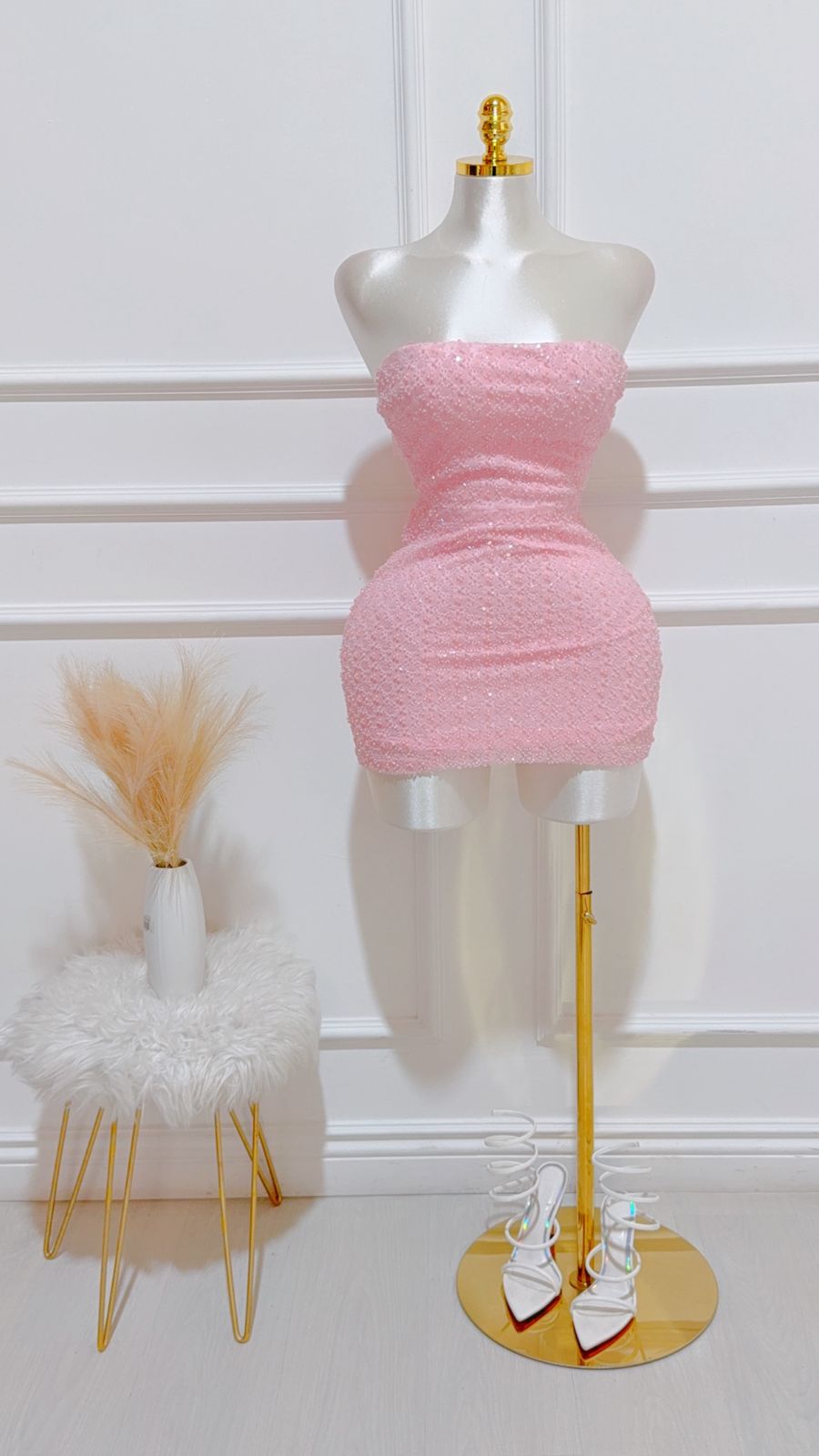 Vestido Rosa Perlitas