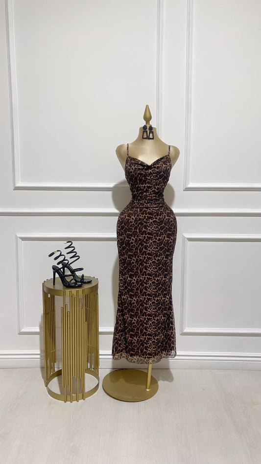 Vestido Maxi Tirantes Leopardo