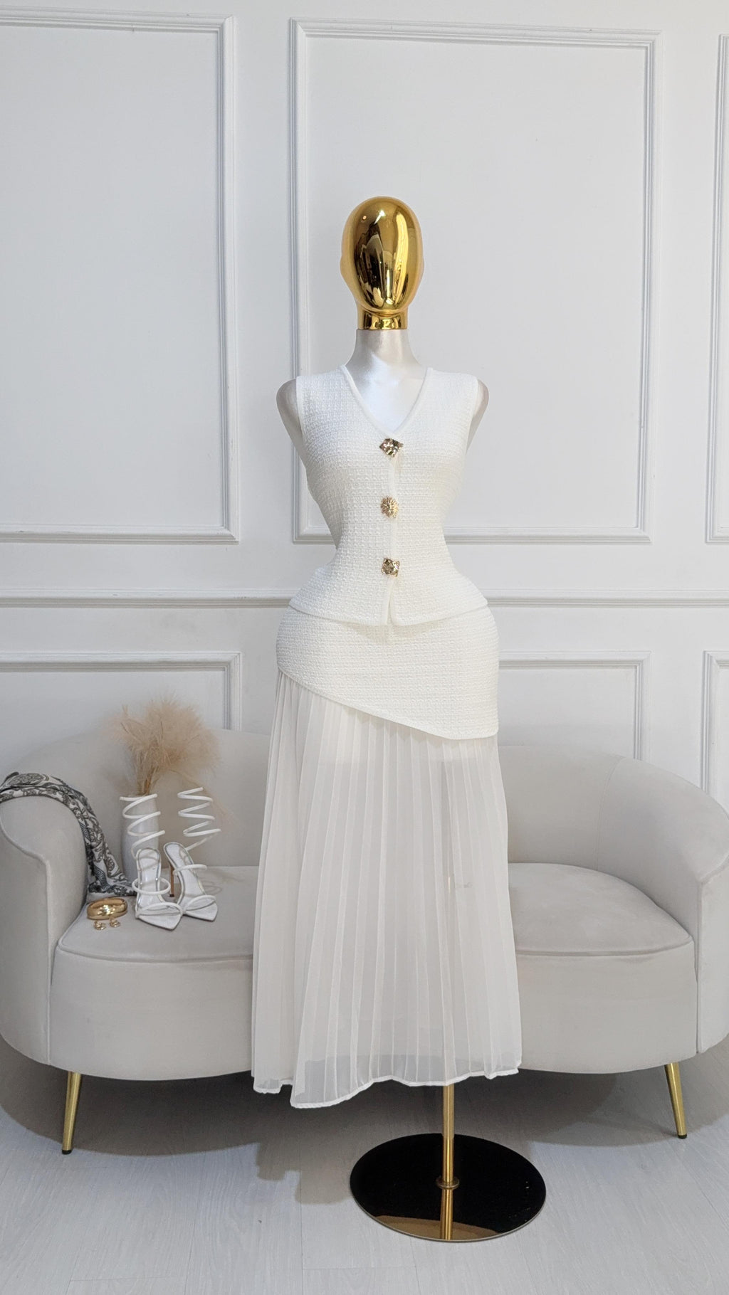 Set Boton Dorado Falda Larga