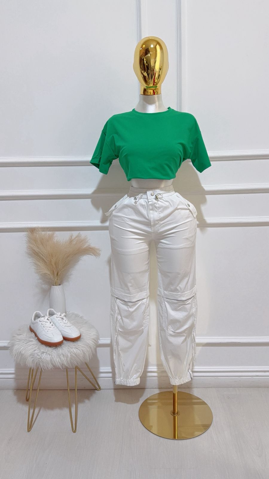 Pantalon Vibrant Cierres Blanco