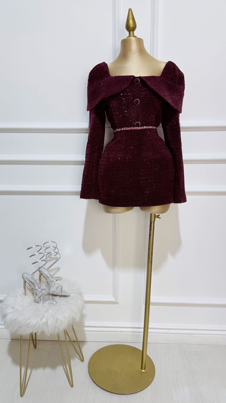 Set Saco/Falda Tinto Brilloso