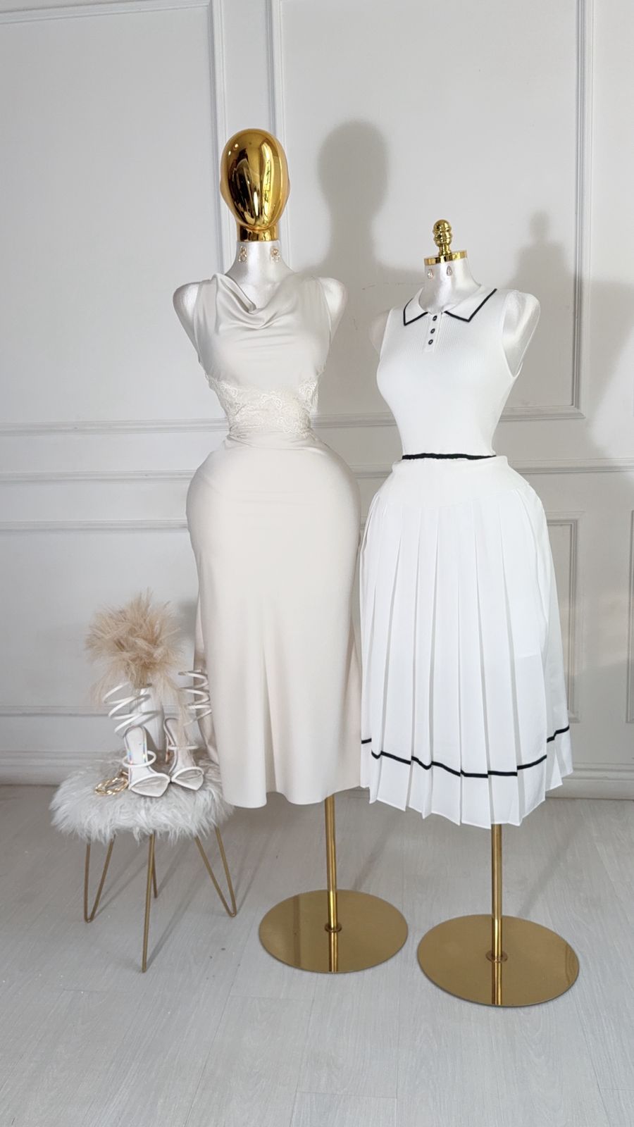 Vestido Largo Blanco Negro