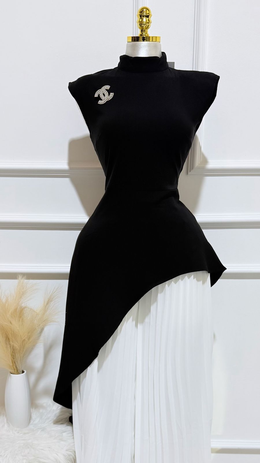 Set Palazo Blanco Bluson Negro