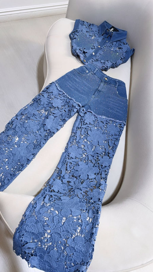 Set Encaje Azul Denim