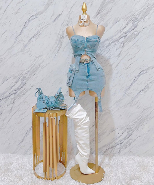 Set Top Falda Denim Mezclilla