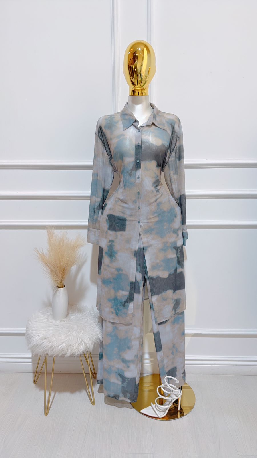 Set Camisa Maxi Pantalon Azul Combo