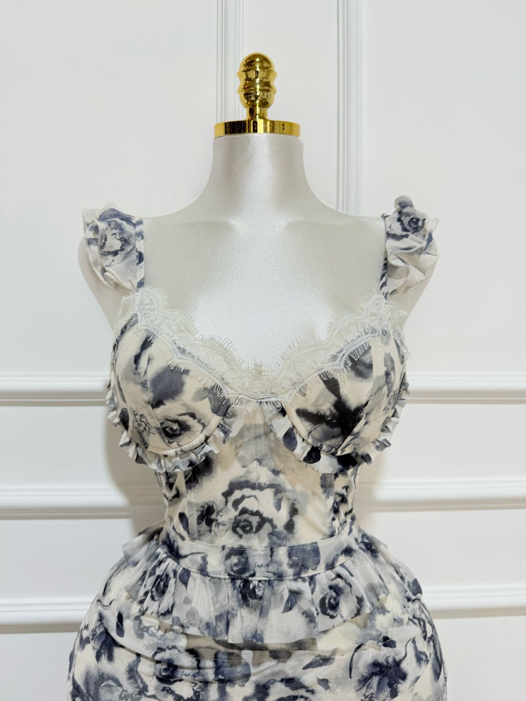 Vestido Mesh Volantes Navy