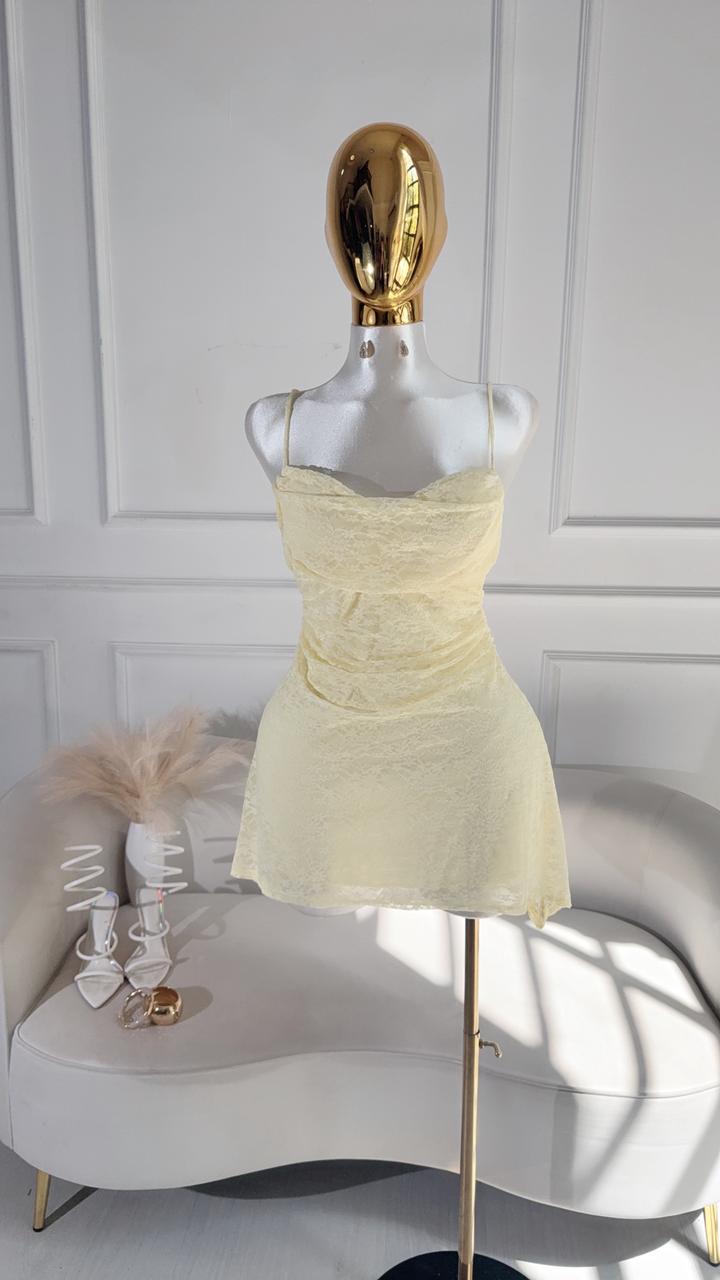 Vestido Amarillo Encaje