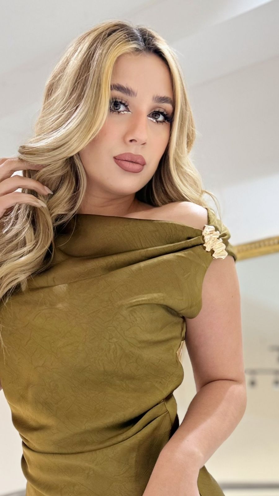 Vestido Largo Detalle Verde Olivo