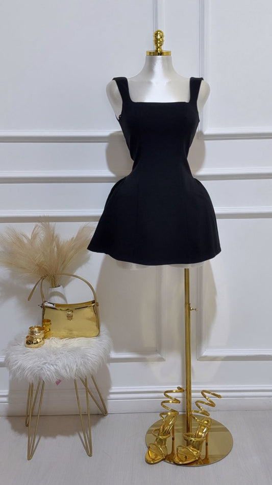 Vestido Tirantes Volado Negro