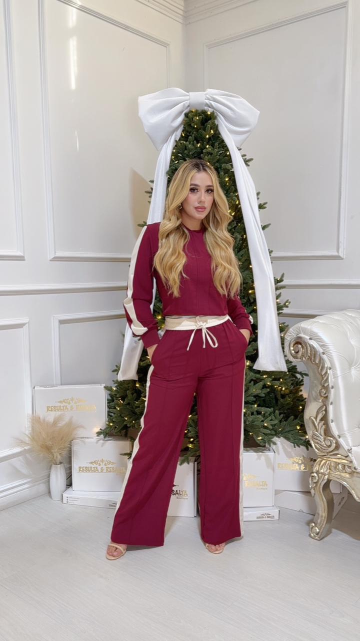 Set Contraste Burgundy Cream