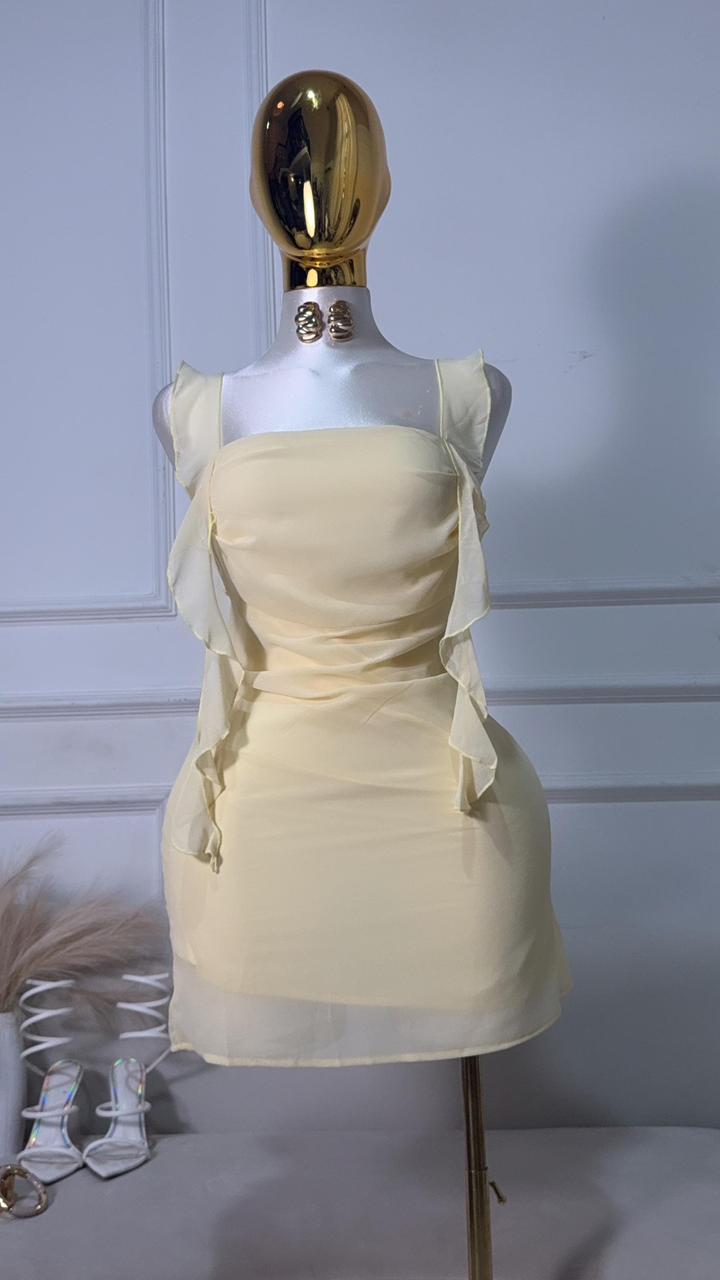 VESTIDO AMARILLO CORTO MANGA TIRANTE