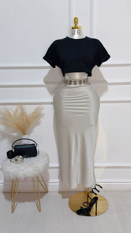 Falda Larga Satin Apricot