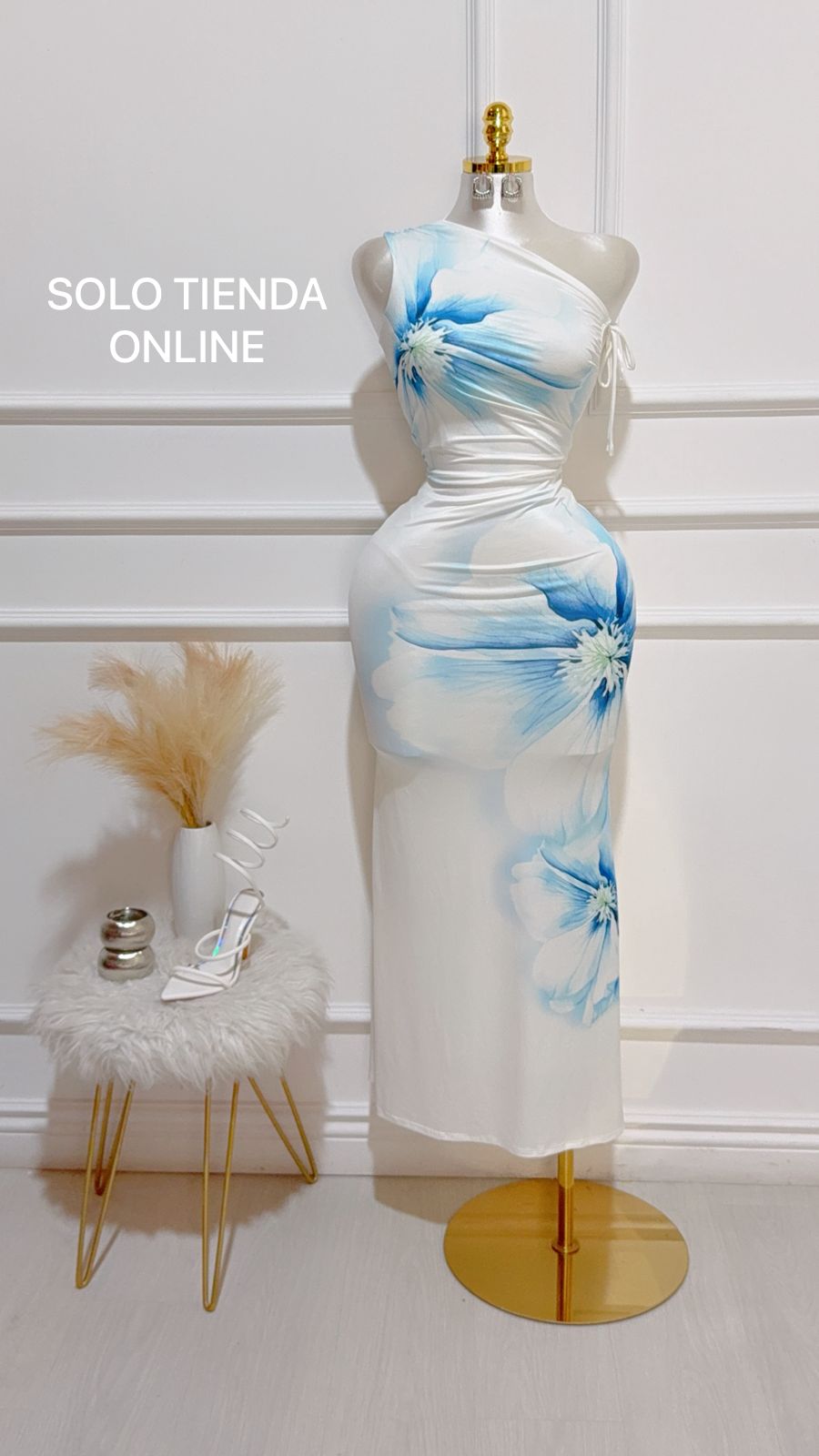 Set Top Falda Larga  Blanco Azul