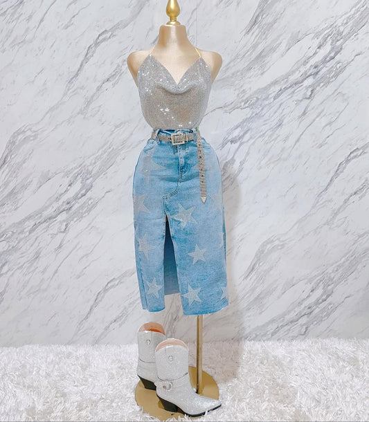 Falda Mezclilla Estrellas Vibrant